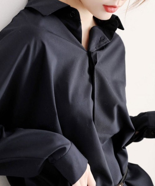 SallyLunn(サリーラン)の「リラックスシルエットシャツ(シャツ/ブラウス・レディース・ブラック/ホワイト・MEDIUM/LARGE)」の8枚目の写真
