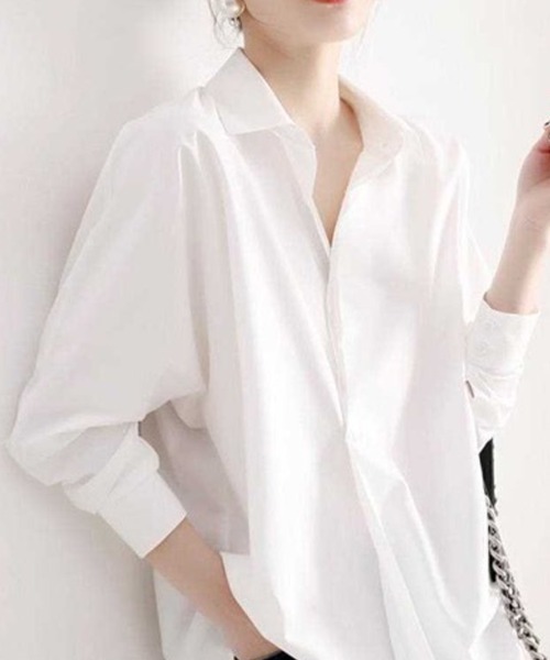 SallyLunn(サリーラン)の「リラックスシルエットシャツ(シャツ/ブラウス・レディース・ブラック/ホワイト・MEDIUM/LARGE)」の7枚目の写真
