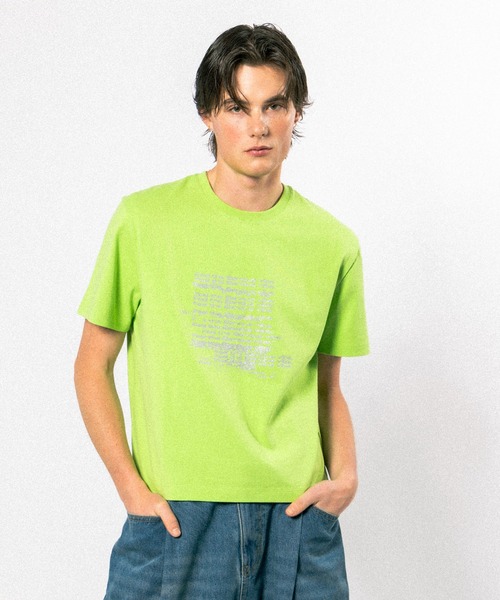 Elanque(エランク)の「graphic lame print T-shirt / グラフィックラメプリントTシャツ(Tシャツ/カットソー・メンズ・ホワイト/ブラック/ライトグリーン・SMALL/MEDIUM/LARGE)」の3枚目の写真