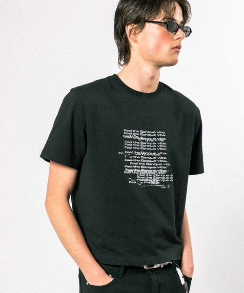 Elanque(エランク)の「graphic lame print T-shirt / グラフィックラメプリントTシャツ(Tシャツ/カットソー・メンズ・ホワイト/ブラック/ライトグリーン・SMALL/MEDIUM/LARGE)」の2枚目の写真