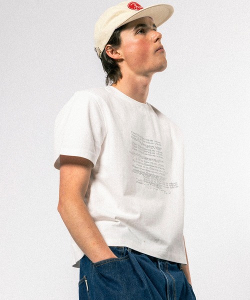 Elanque(エランク)の「graphic lame print T-shirt / グラフィックラメプリントTシャツ(Tシャツ/カットソー・メンズ・ホワイト/ブラック/ライトグリーン・SMALL/MEDIUM/LARGE)」の9枚目の写真