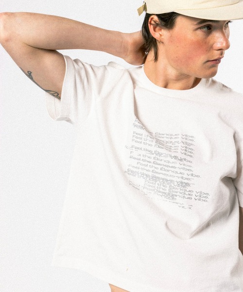 Elanque(エランク)の「graphic lame print T-shirt / グラフィックラメプリントTシャツ(Tシャツ/カットソー・メンズ・ホワイト/ブラック/ライトグリーン・SMALL/MEDIUM/LARGE)」の10枚目の写真
