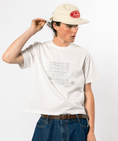 Elanque(エランク)の「graphic lame print T-shirt / グラフィックラメプリントTシャツ(Tシャツ/カットソー・メンズ・ホワイト/ブラック/ライトグリーン・SMALL/MEDIUM/LARGE)」の4枚目の写真