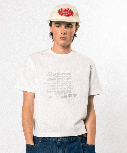 Elanque(エランク)の「graphic lame print T-shirt / グラフィックラメプリントTシャツ(Tシャツ/カットソー・メンズ・ホワイト/ブラック/ライトグリーン・SMALL/MEDIUM/LARGE)」の8枚目の写真