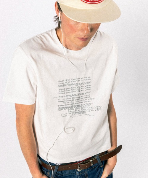 Elanque(エランク)の「graphic lame print T-shirt / グラフィックラメプリントTシャツ(Tシャツ/カットソー・メンズ・ホワイト/ブラック/ライトグリーン・SMALL/MEDIUM/LARGE)」の20枚目の写真
