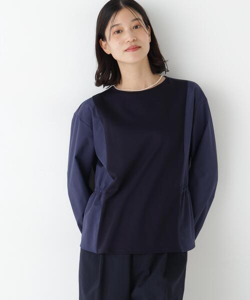 human woman(ヒューマンウーマン)の「◆【ウォッシャブル】ドッキングドロストカットソー(Tシャツ/カットソー・レディース・ベージュ/ネイビー・MEDIUM)」の2枚目の写真