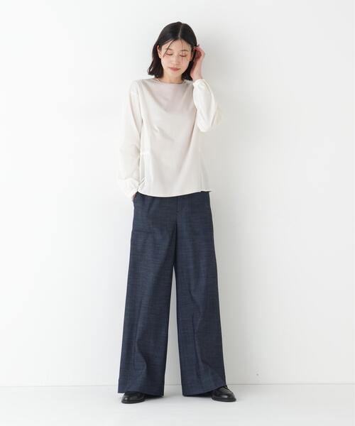 human woman(ヒューマンウーマン)の「◆【ウォッシャブル】ドッキングドロストカットソー(Tシャツ/カットソー・レディース・ベージュ/ネイビー・MEDIUM)」の4枚目の写真