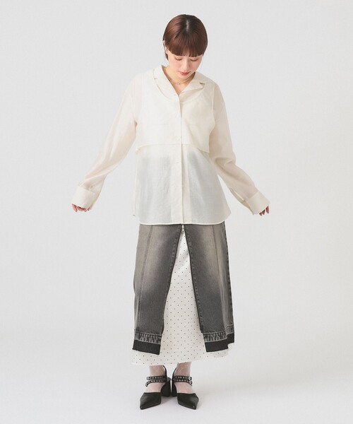 Ray BEAMS（レイビームス）の「シアー レイヤード シャツ（シャツ/ブラウス・レディース・ピンク/ホワイト系その他6・ONE SIZE）」の3枚目の写真