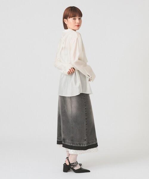 Ray BEAMS（レイビームス）の「シアー レイヤード シャツ（シャツ/ブラウス・レディース・ピンク/ホワイト系その他6・ONE SIZE）」の4枚目の写真