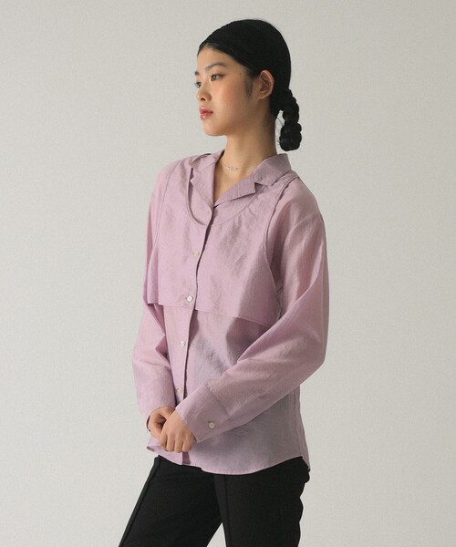 Ray BEAMS（レイビームス）の「シアー レイヤード シャツ（シャツ/ブラウス・レディース・ピンク/ホワイト系その他6・ONE SIZE）」の10枚目の写真