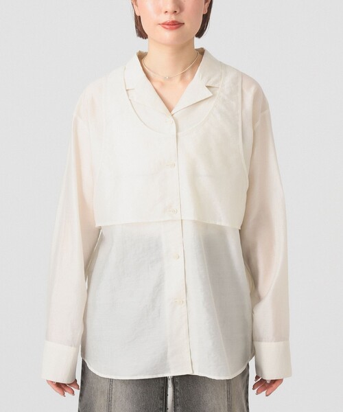 Ray BEAMS（レイビームス）の「シアー レイヤード シャツ（シャツ/ブラウス・レディース・ピンク/ホワイト系その他6・ONE SIZE）」の11枚目の写真