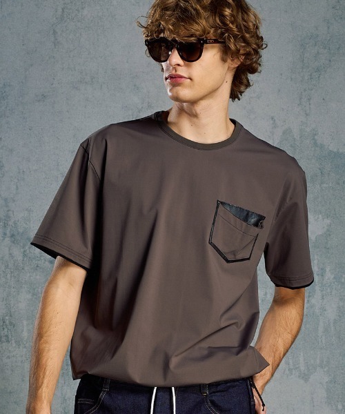 wjk(ダヴルジェイケイ)の「mt10205- drawstring leather pocket S-S ポケットTシャツ(7132 ny58i)(Tシャツ/カットソー・メンズ・ライトベージュ/チャコール/ブラック・S/M/L/XL)」の8枚目の写真