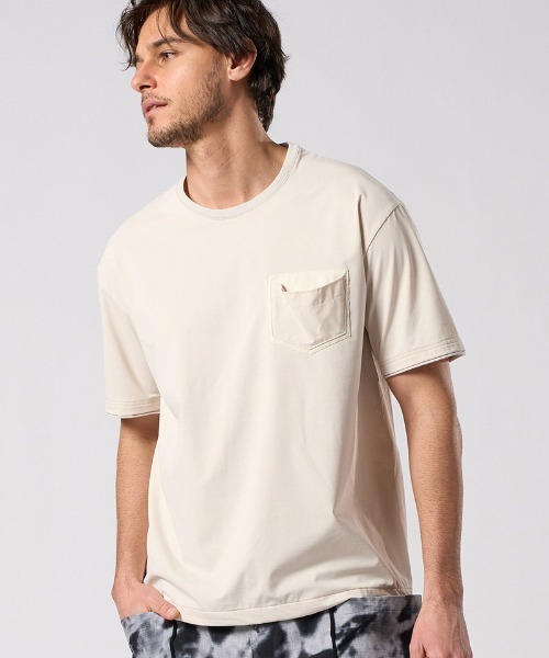 wjk(ダヴルジェイケイ)の「mt10205- drawstring leather pocket S-S ポケットTシャツ(7132 ny58i)(Tシャツ/カットソー・メンズ・ライトベージュ/チャコール/ブラック・S/M/L/XL)」の13枚目の写真