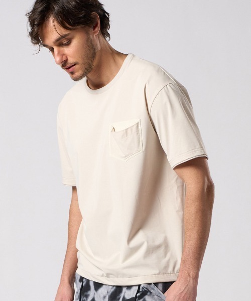 wjk(ダヴルジェイケイ)の「mt10205- drawstring leather pocket S-S ポケットTシャツ(7132 ny58i)(Tシャツ/カットソー・メンズ・ライトベージュ/チャコール/ブラック・S/M/L/XL)」の14枚目の写真