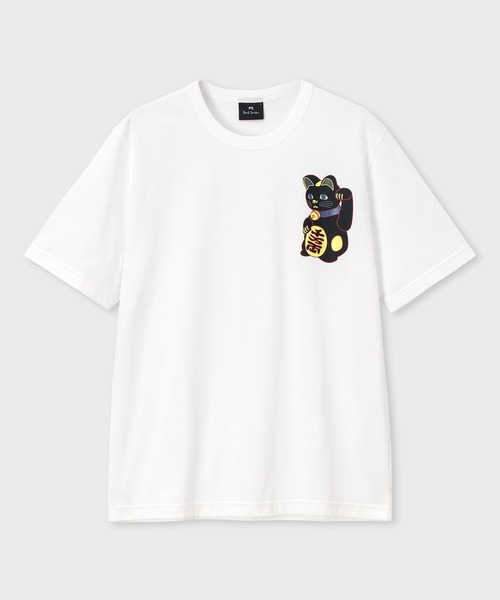 PS Paul Smith(ピーエスポールスミス)の「"Manekineko" Tシャツ / 162551 220X(Tシャツ/カットソー・メンズ・ブラック/オフホワイト・SMALL/LARGE/XX-LARGE/X-LARGE/MEDIUM)」の1枚目の写真