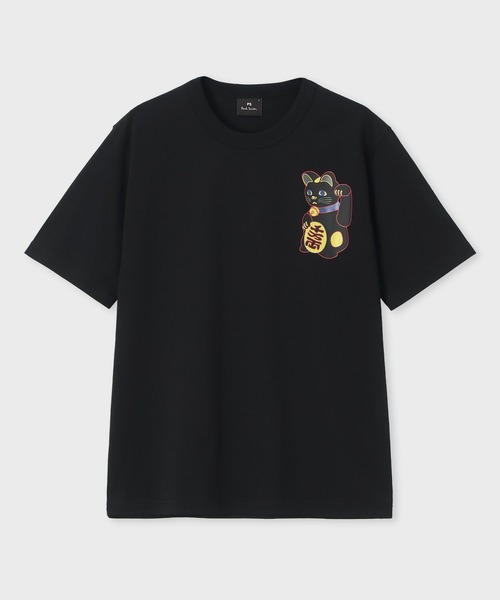 PS Paul Smith(ピーエスポールスミス)の「"Manekineko" Tシャツ / 162551 220X(Tシャツ/カットソー・メンズ・ブラック/オフホワイト・SMALL/LARGE/XX-LARGE/X-LARGE/MEDIUM)」の2枚目の写真