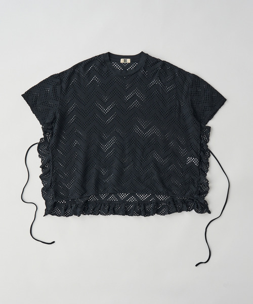 UNFIL(アンフィル)の「UNFIL アンフィル / pattern mesh cotton jersey ruffled Tee パターンメッシュコットンジャージーラッフルTシャツ / WXSP-UW129(Tシャツ/カットソー・レディース・オフホワイト/ブラック・1)」の10枚目の写真
