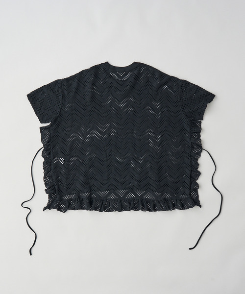 UNFIL(アンフィル)の「UNFIL アンフィル / pattern mesh cotton jersey ruffled Tee パターンメッシュコットンジャージーラッフルTシャツ / WXSP-UW129(Tシャツ/カットソー・レディース・オフホワイト/ブラック・1)」の11枚目の写真