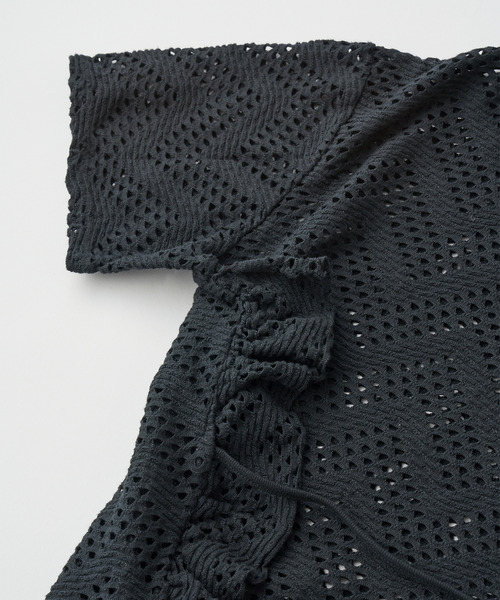 UNFIL(アンフィル)の「UNFIL アンフィル / pattern mesh cotton jersey ruffled Tee パターンメッシュコットンジャージーラッフルTシャツ / WXSP-UW129(Tシャツ/カットソー・レディース・オフホワイト/ブラック・1)」の13枚目の写真