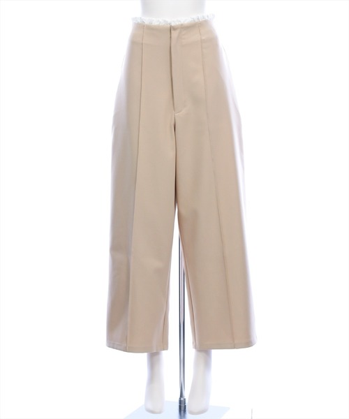 CLEAR BASIC（クリアベーシック）の「フリルウエストピンタックパンツ[オフィスカジュアル 着回し抜群 大人]（その他パンツ・レディース・ブラック/ベージュ・F）」の2枚目の写真