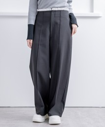 CLEAR BASIC | フリルウエストピンタックパンツ[オフィスカジュアル 着回し抜群 大人](その他パンツ)