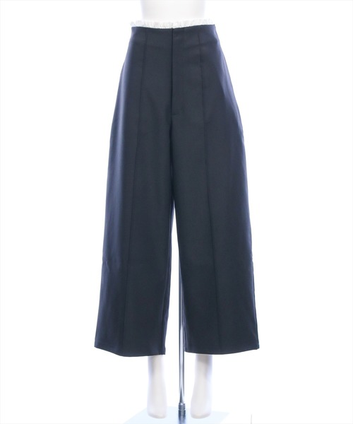 CLEAR BASIC（クリアベーシック）の「フリルウエストピンタックパンツ[オフィスカジュアル 着回し抜群 大人]（その他パンツ・レディース・ブラック/ベージュ・F）」の6枚目の写真