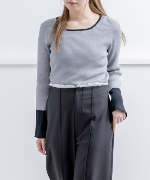 CLEAR BASIC（クリアベーシック）の「フリルウエストピンタックパンツ[オフィスカジュアル 着回し抜群 大人]（その他パンツ・レディース・ブラック/ベージュ・F）」の19枚目の写真