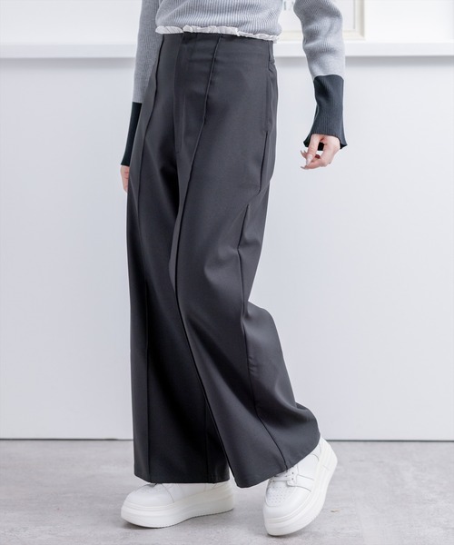 CLEAR BASIC（クリアベーシック）の「フリルウエストピンタックパンツ[オフィスカジュアル 着回し抜群 大人]（その他パンツ・レディース・ブラック/ベージュ・F）」の20枚目の写真