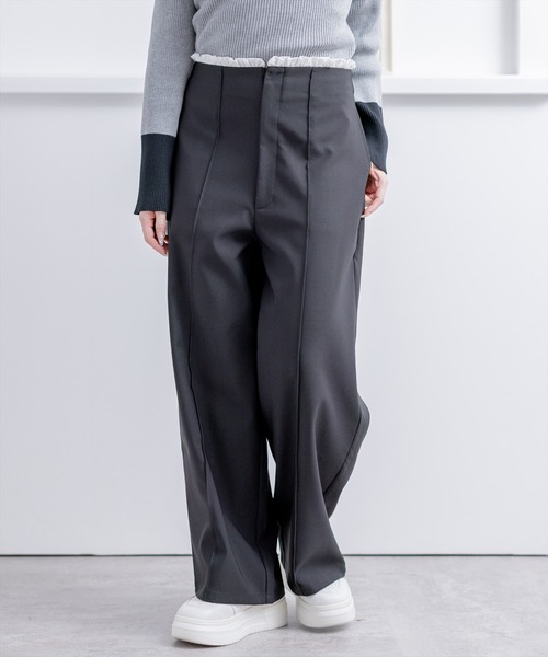 CLEAR BASIC（クリアベーシック）の「フリルウエストピンタックパンツ[オフィスカジュアル 着回し抜群 大人]（その他パンツ・レディース・ブラック/ベージュ・F）」の14枚目の写真