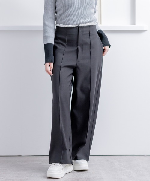 CLEAR BASIC（クリアベーシック）の「フリルウエストピンタックパンツ[オフィスカジュアル 着回し抜群 大人]（その他パンツ・レディース・ブラック/ベージュ・F）」の15枚目の写真