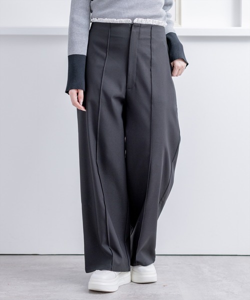 CLEAR BASIC（クリアベーシック）の「フリルウエストピンタックパンツ[オフィスカジュアル 着回し抜群 大人]（その他パンツ・レディース・ブラック/ベージュ・F）」の16枚目の写真