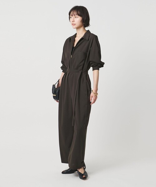 UNITED ARROWS（ユナイテッドアローズ）の「シャツ オールインワン ‐ウォッシャブル‐（つなぎ/オールインワン・レディース・ネイビー/ダークブラウン・38/36）」の2枚目の写真