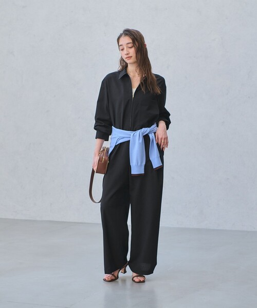 UNITED ARROWS（ユナイテッドアローズ）の「シャツ オールインワン ‐ウォッシャブル‐（つなぎ/オールインワン・レディース・ネイビー/ダークブラウン・38/36）」の3枚目の写真