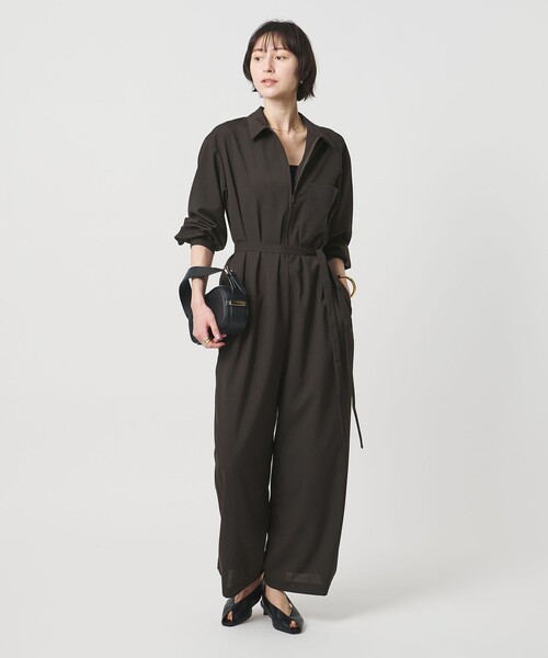 UNITED ARROWS（ユナイテッドアローズ）の「シャツ オールインワン ‐ウォッシャブル‐（つなぎ/オールインワン・レディース・ネイビー/ダークブラウン・38/36）」の5枚目の写真