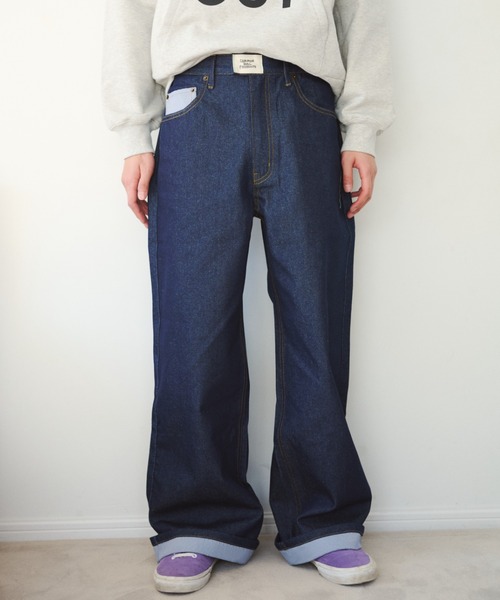 common gull products.（コモンガルプロダクツ）の「リズミカルなデニム（デニムパンツ・レディース・サックスブルー/インディゴブルー/ネイビー・SMALL/MEDIUM/LARGE）」の2枚目の写真