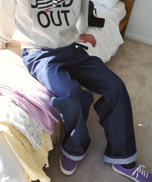 common gull products.（コモンガルプロダクツ）の「リズミカルなデニム（デニムパンツ・レディース・サックスブルー/インディゴブルー/ネイビー・SMALL/MEDIUM/LARGE）」の12枚目の写真