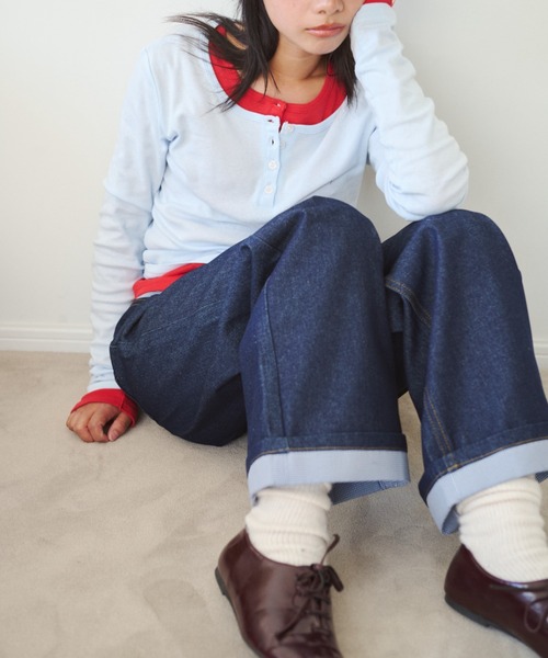 common gull products.（コモンガルプロダクツ）の「リズミカルなデニム（デニムパンツ・レディース・サックスブルー/インディゴブルー/ネイビー・SMALL/MEDIUM/LARGE）」の7枚目の写真