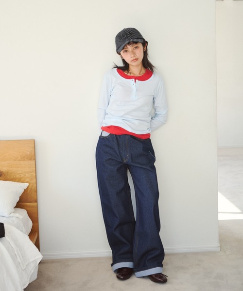 common gull products.（コモンガルプロダクツ）の「リズミカルなデニム（デニムパンツ・レディース・サックスブルー/インディゴブルー/ネイビー・SMALL/MEDIUM/LARGE）」の6枚目の写真