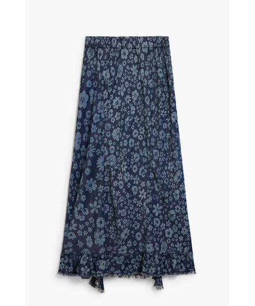 Desigual(デシグアル)の「フラワーデニムフリンジフレアミディスカート(スカート・レディース・ブルー・XS/S/M/L/XL)」の2枚目の写真
