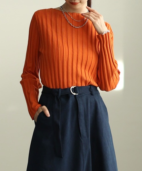 Sawa a la mode(サワアラモード)の「ワイドリブプルオーバー(ニット/セーター・レディース・アイボリー/ブラック/オレンジ/グレー/ブルー・FREE)」の5枚目の写真