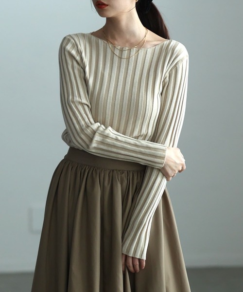 Sawa a la mode(サワアラモード)の「ワイドリブプルオーバー(ニット/セーター・レディース・アイボリー/ブラック/オレンジ/グレー/ブルー・FREE)」の2枚目の写真