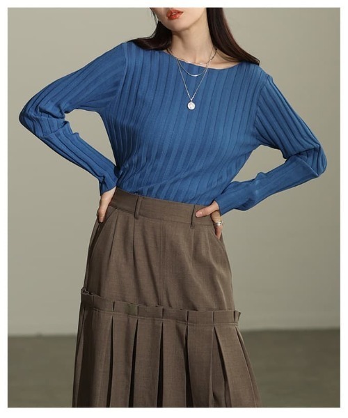 Sawa a la mode(サワアラモード)の「ワイドリブプルオーバー(ニット/セーター・レディース・アイボリー/ブラック/オレンジ/グレー/ブルー・FREE)」の12枚目の写真