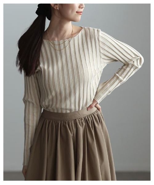 Sawa a la mode(サワアラモード)の「ワイドリブプルオーバー(ニット/セーター・レディース・アイボリー/ブラック/オレンジ/グレー/ブルー・FREE)」の16枚目の写真