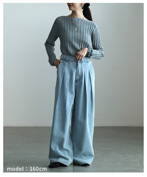 Sawa a la mode(サワアラモード)の「ワイドリブプルオーバー(ニット/セーター・レディース・アイボリー/ブラック/オレンジ/グレー/ブルー・FREE)」の17枚目の写真