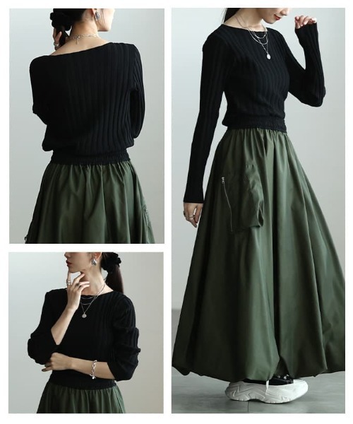 Sawa a la mode(サワアラモード)の「ワイドリブプルオーバー(ニット/セーター・レディース・アイボリー/ブラック/オレンジ/グレー/ブルー・FREE)」の21枚目の写真