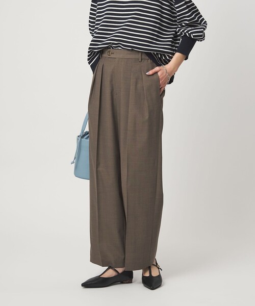 green label relaxing（グリーンレーベルリラクシング）の「［size SHORT/TALLあり］Daily Chic コンフィ― ワイド パンツ（スラックス・レディース・ライトブルー/ライトグレー/ブラウン/ダークグレー・SHORT/36/38/40/TALL）」の3枚目の写真