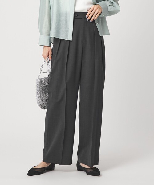 green label relaxing（グリーンレーベルリラクシング）の「［size SHORT/TALLあり］Daily Chic コンフィ― ワイド パンツ（スラックス・レディース・ライトブルー/ライトグレー/ブラウン/ダークグレー・SHORT/36/38/40/TALL）」の2枚目の写真