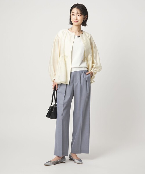 green label relaxing（グリーンレーベルリラクシング）の「［size SHORT/TALLあり］Daily Chic コンフィ― ワイド パンツ（スラックス・レディース・ライトブルー/ライトグレー/ブラウン/ダークグレー・SHORT/36/38/40/TALL）」の14枚目の写真