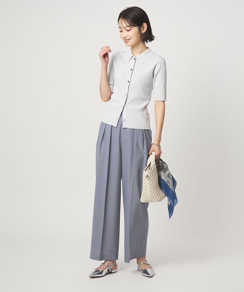 green label relaxing（グリーンレーベルリラクシング）の「［size SHORT/TALLあり］Daily Chic コンフィ― ワイド パンツ（スラックス・レディース・ライトブルー/ライトグレー/ブラウン/ダークグレー・SHORT/36/38/40/TALL）」の15枚目の写真