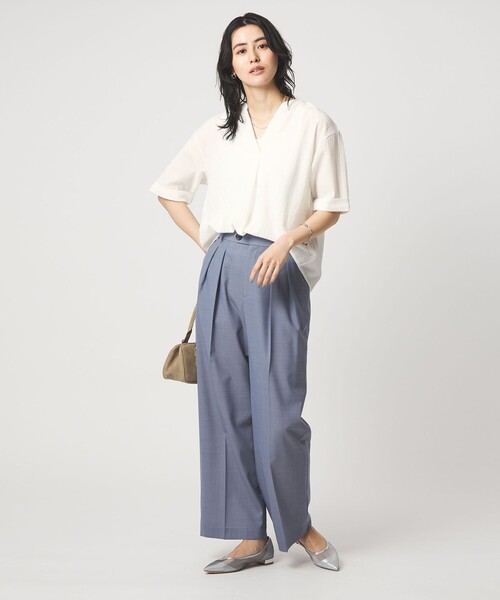 green label relaxing（グリーンレーベルリラクシング）の「［size SHORT/TALLあり］Daily Chic コンフィ― ワイド パンツ（スラックス・レディース・ライトブルー/ライトグレー/ブラウン/ダークグレー・SHORT/36/38/40/TALL）」の17枚目の写真
